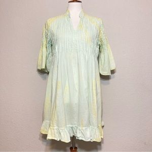 SOFT SURROUNDINGS Women's Tie Dye Pleated Front Ruffled Hem Lightweight Tunic PS